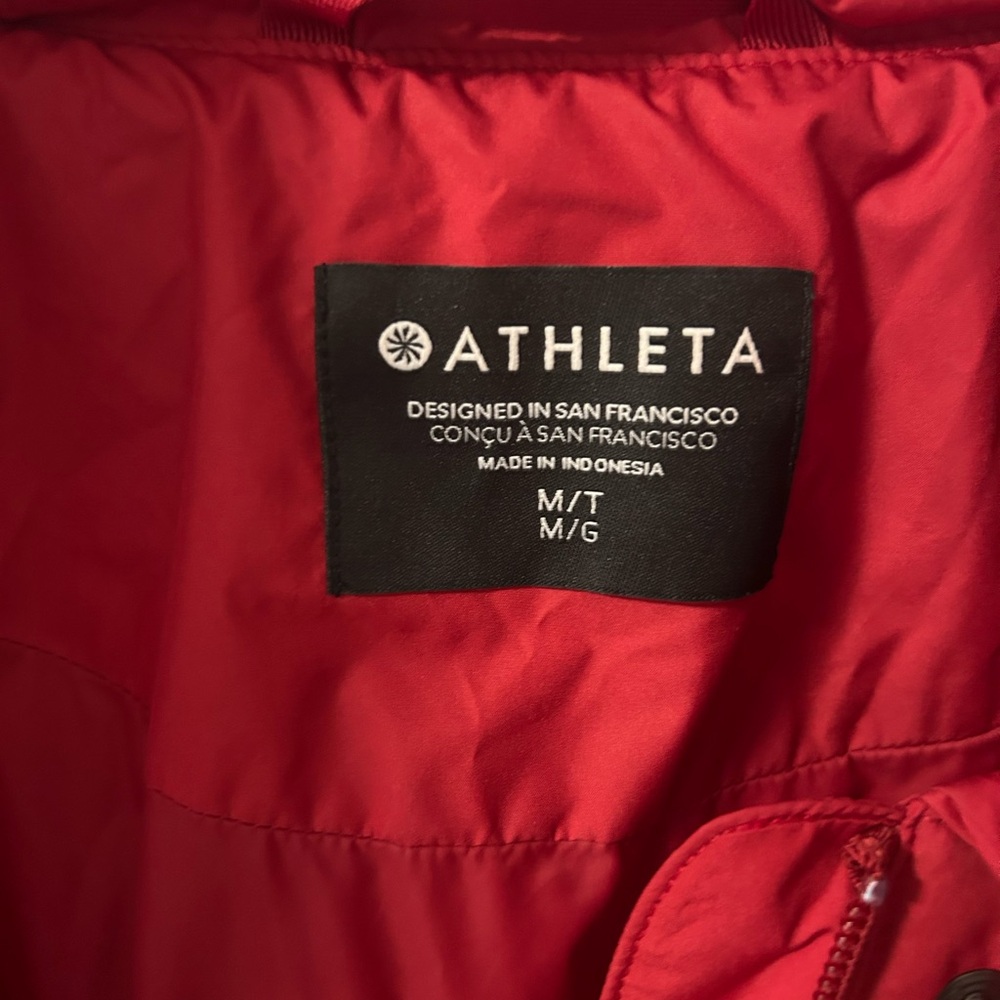 Athleta Red Puffer Cropped Jacket - image 3